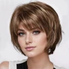 Short straight hair wigs for foreign trade, short brown fashionable European and American chemical fiber hair covers in stock and wholesale, short curly hair Item Picture